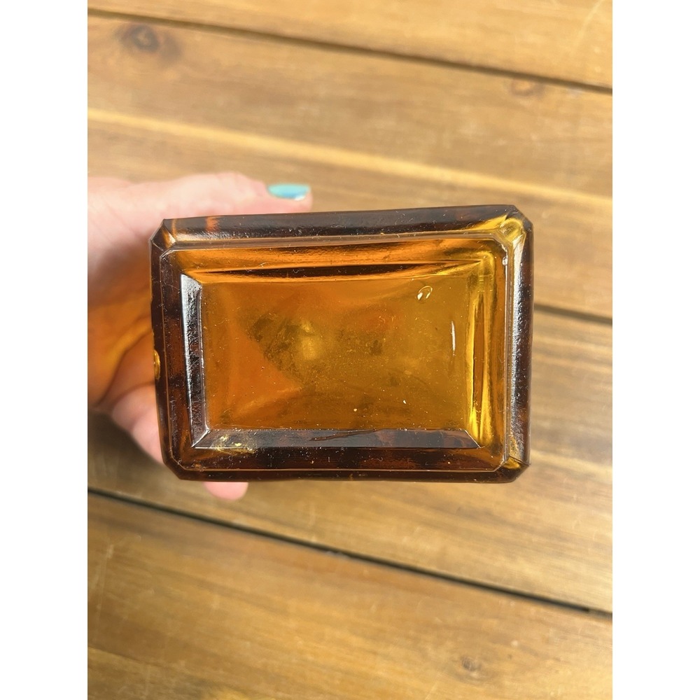 Vintage MCM Amber Glass Decanter Bottle Brutalist Geometric Design - Picture 7 of 9